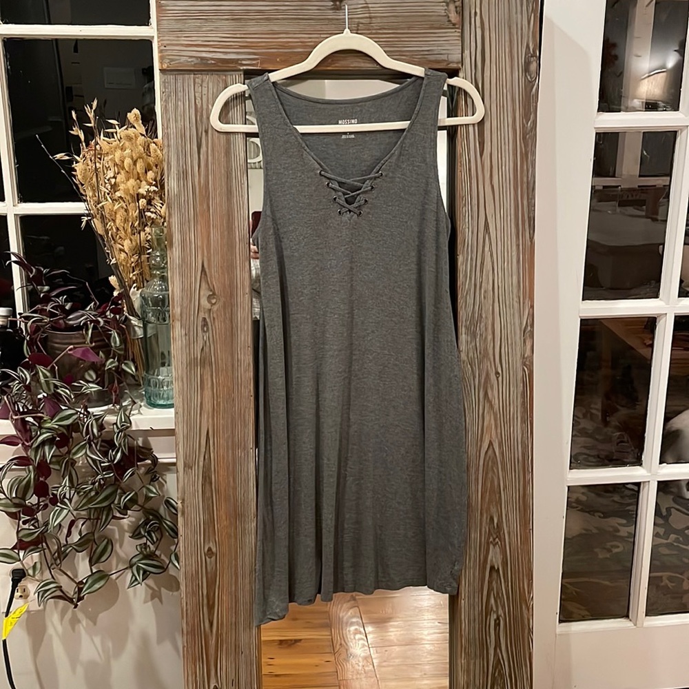 Simple grey dress with strappy front
